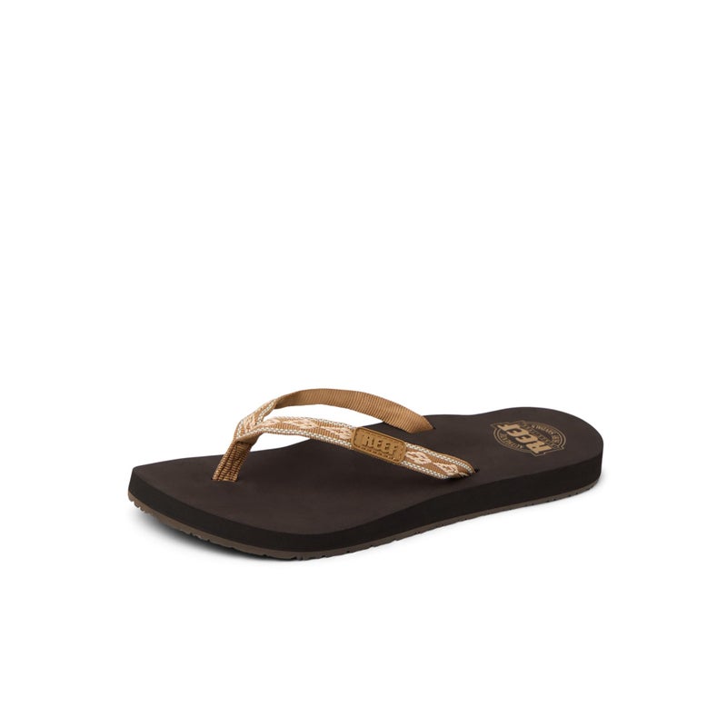 Reef Ginger Womens Beach Flip Flop, Soft Woven Strap Made From 100% Recycled PET, Brown/Peach, 7 - Image 1